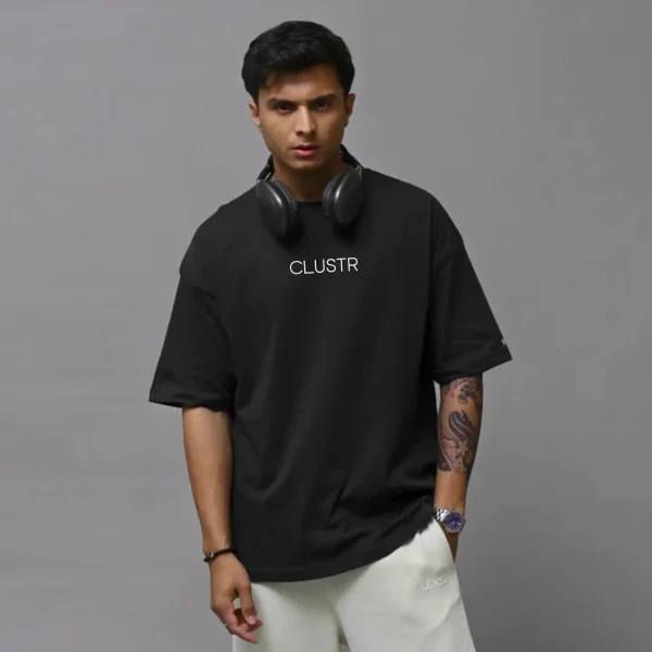 Clustr solid black drop shoulder 2_